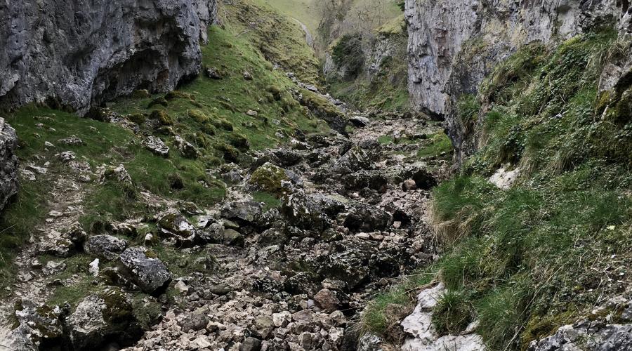 Reservoir view with cloudy sky above