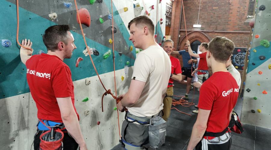 climbers doing ropework