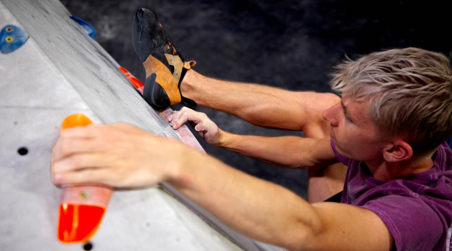 Bouldering along a wall
