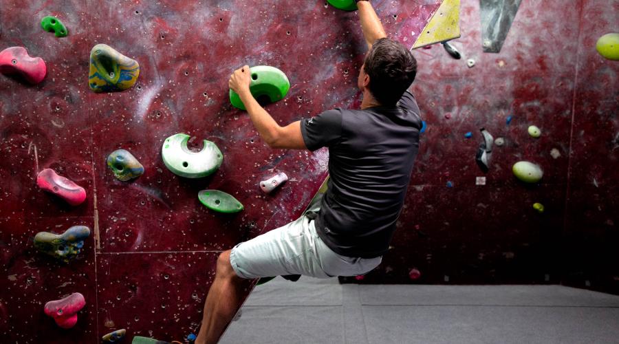 Bouldering along a wall