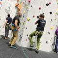 Outdoorlads climbers on the rainbow feature wall