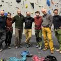 Outdoorlads climbers on the rainbow feature wall
