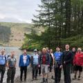 hikers in front of pub