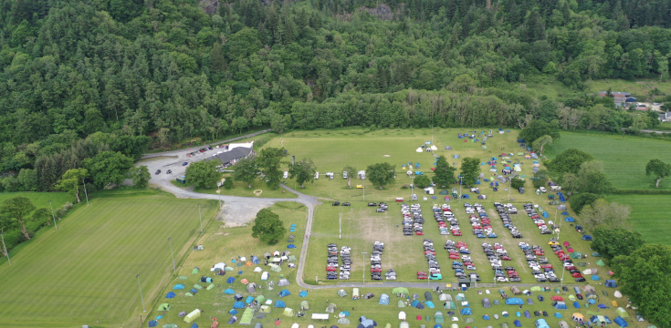 Aerial view of campsite