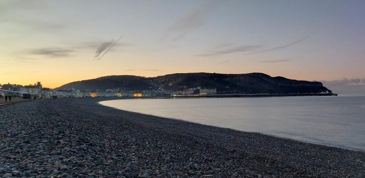 Great Orme Llandudno seen at dusk from the north shore